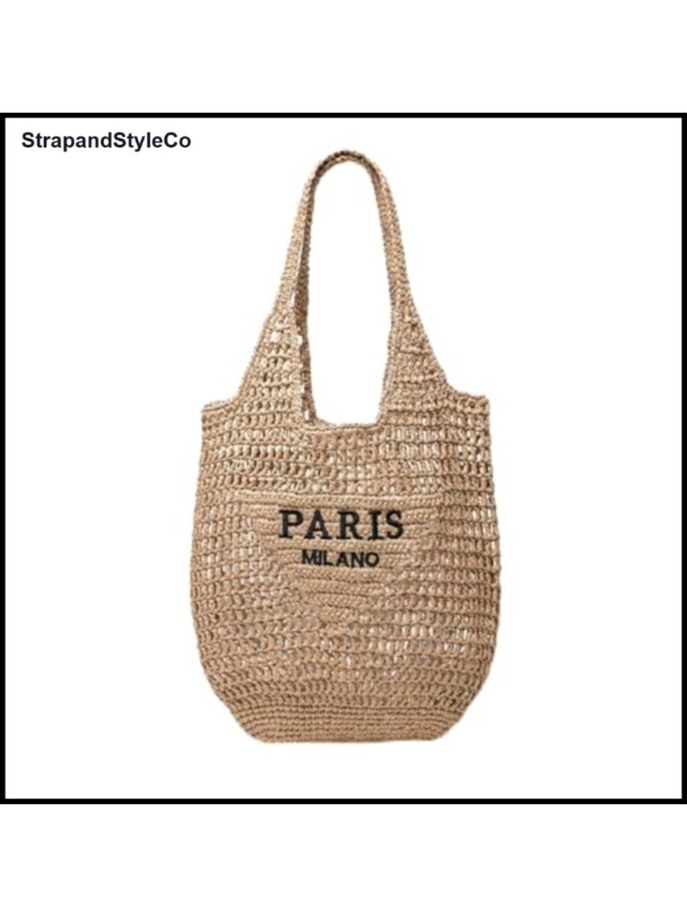Faux Straw Woven Tote Bag Large Beach Handbag Handwoven Shoulder Purse